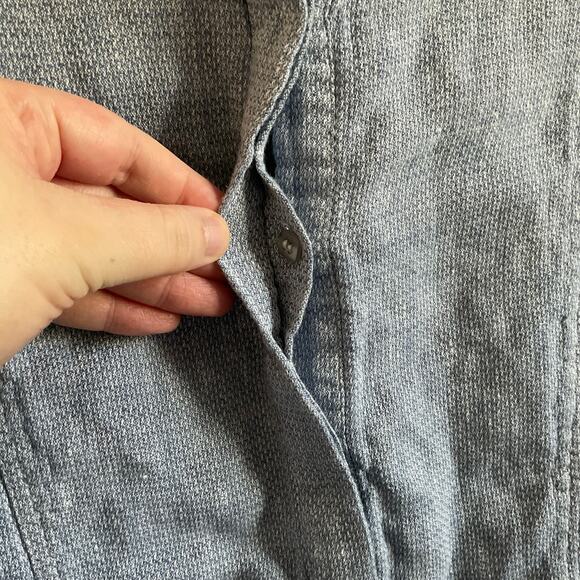 Soft Surroundings 100% Linen High/Low Button Down Blue Tunic - Size 1X - Picture 4 of 8